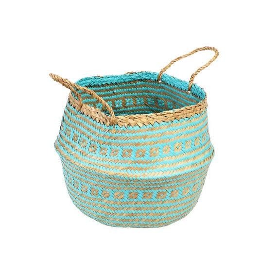 Turquoise Seagrass Basket | 31cm