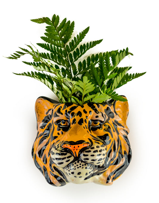 Striking Tiger Head Ceramic Wall Sconce/Vase