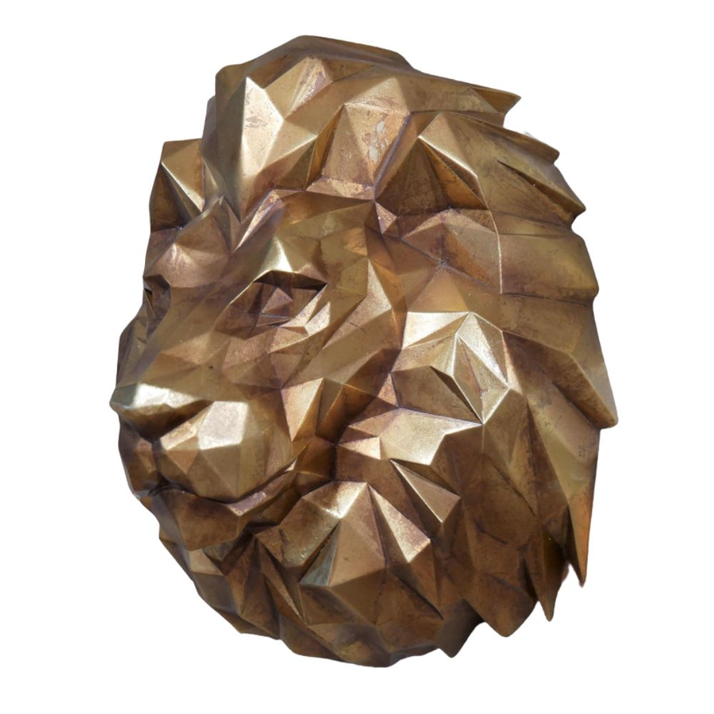Geometric Gold Lion Wall Head | 36cm