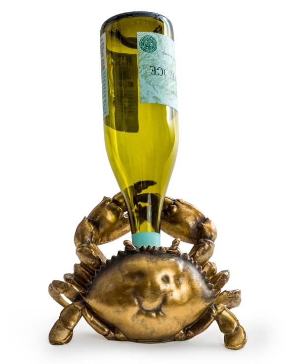 Antique Gold Thirsty Crab Wine Bottle Holder