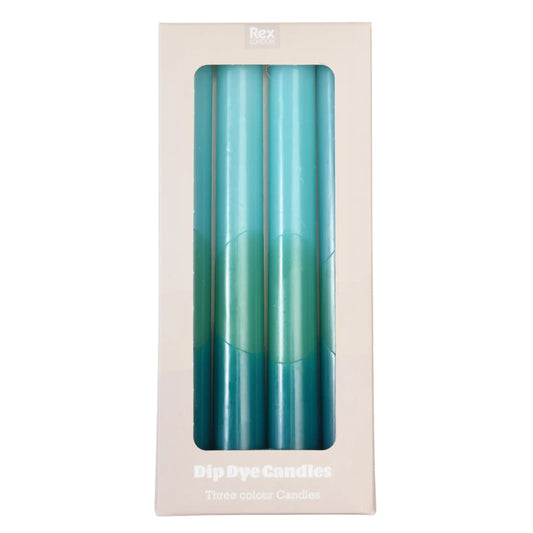 Blue Dip Dye Spiral Candles | Set of Four