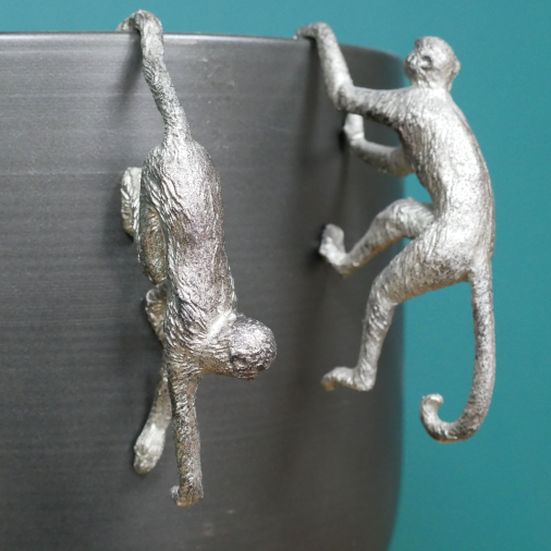 Vintage Silver Monkey Plant Pot Hanger | Two Styles