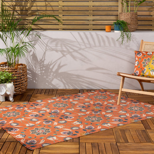 Folk Flora Orange Indoor/Outdoor Rug