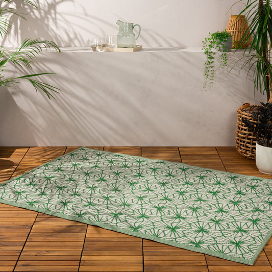 Green & White Hatty Recycled & Reversible Outdoor Rug | 120 x 180 cm