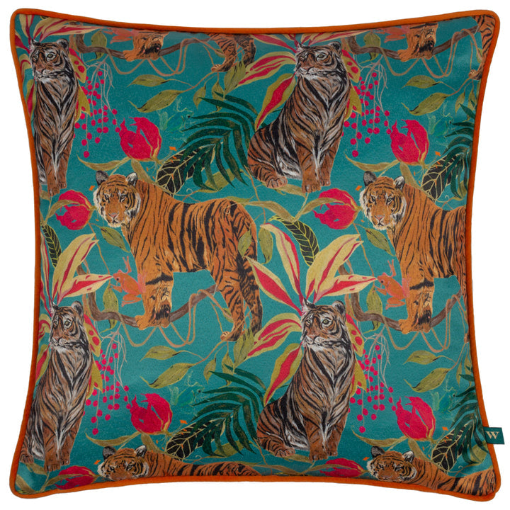 Exotic Tiger Cushion | Teal