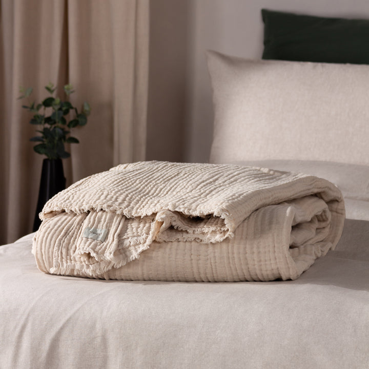 Crinkle Cotton Throw | Natural