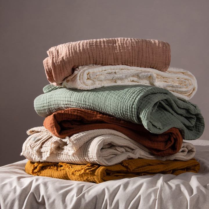 Crinkle Cotton Throw | Eucalyptus