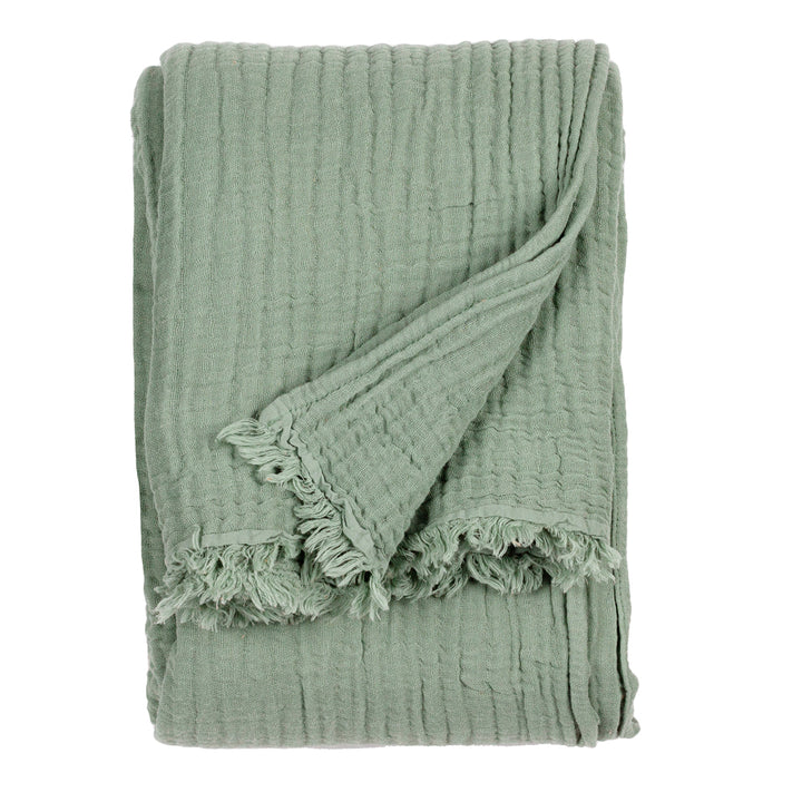 Crinkle Cotton Throw | Eucalyptus