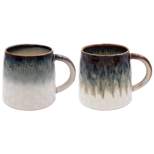Reactive Glazed China Mugs | Set of 2