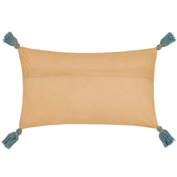 Orla Floral Tasseled Cushion | Ochre/Teal