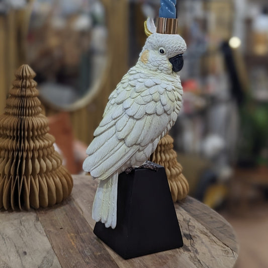 White Parrot Candlestick Holder
