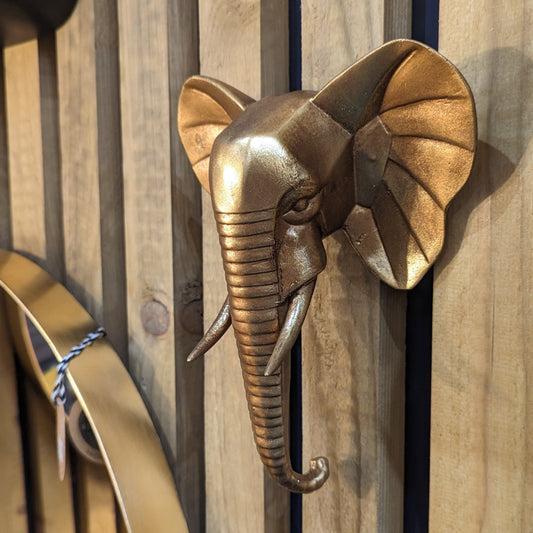 Gold Elephant Wall Head | 20cm