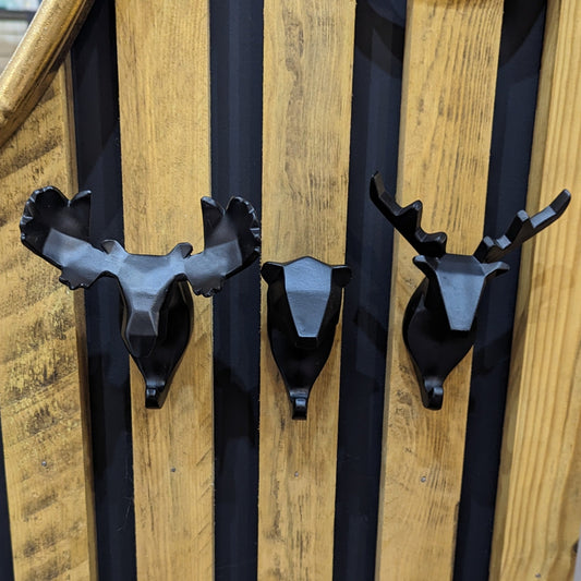 Black Geo Animal Head Hooks | Set of 3