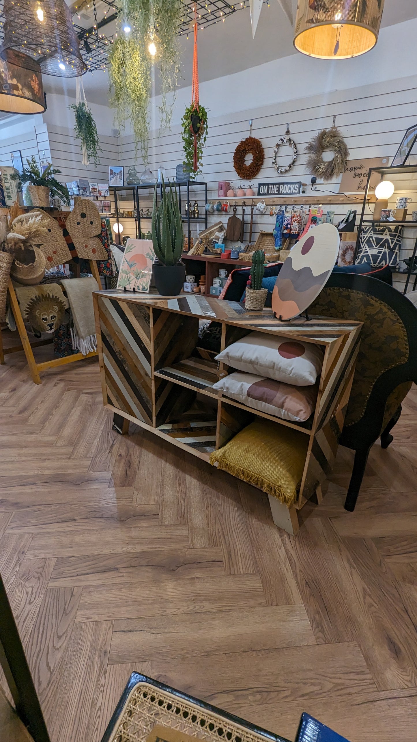 Handmade Chevron Upcycled Wooden Sideboard/Vinyl Storage Unit