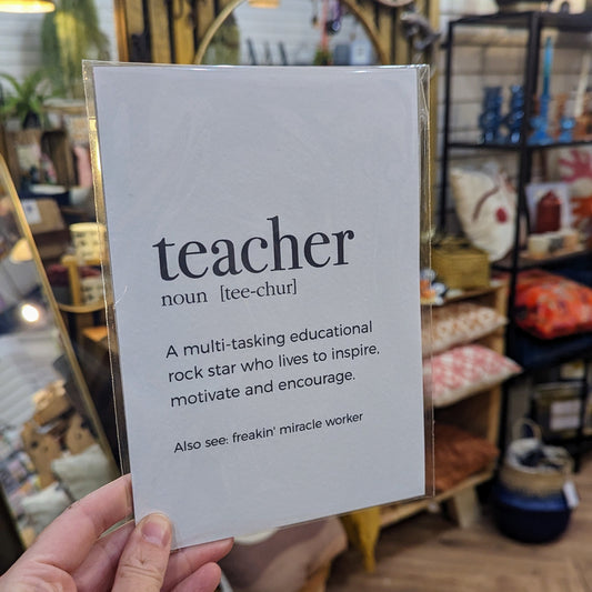 Thank You Teacher | A5 Teacher Definition Art Print