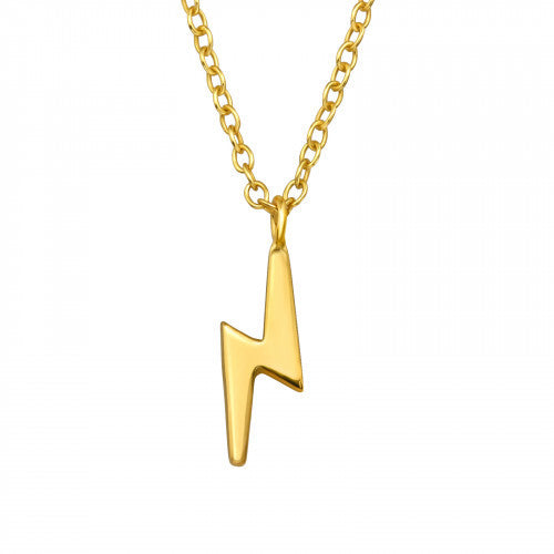 Gold-Plated Lightning Bolt Sterling Silver Necklace