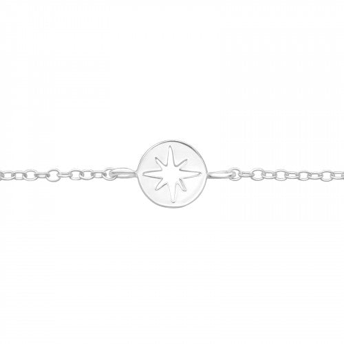 Starburst Cut Out Disc Sterling Silver Bracelet
