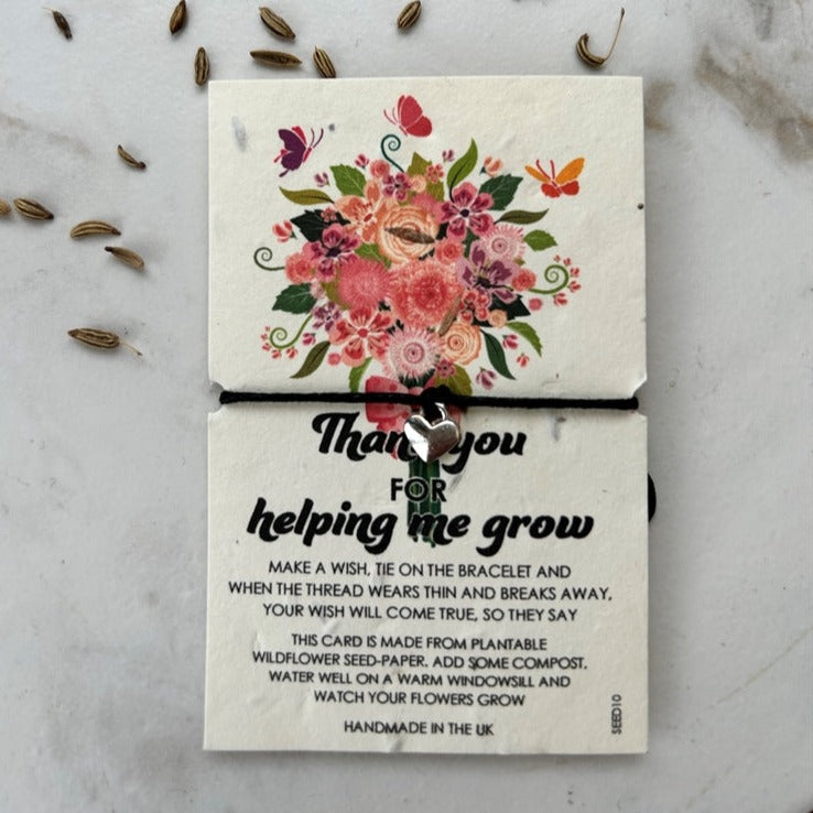 Wish Strings Wildflower Plantable 'Thank You For Helping Me Grow' Charm Bracelet