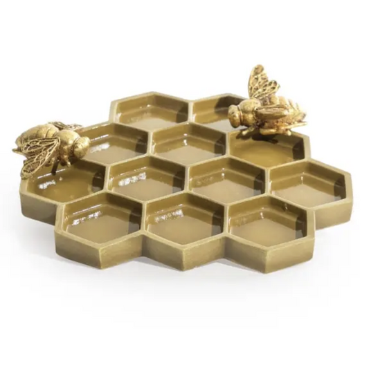 Bee Golden Honeycomb Trinket Tray