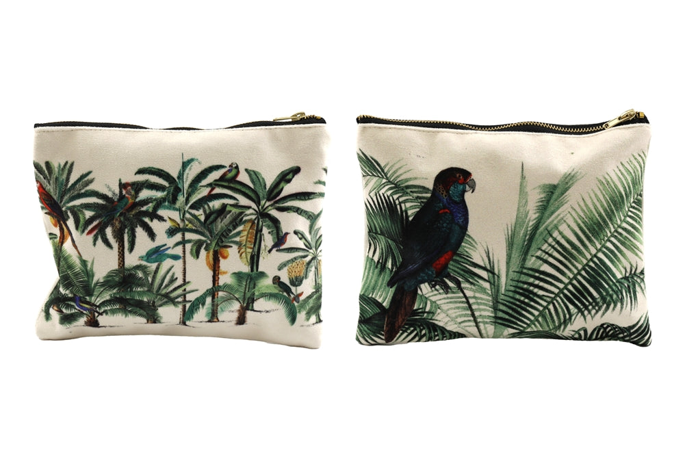 Palm Tree Canvas Zipped Pouch | Two Styles