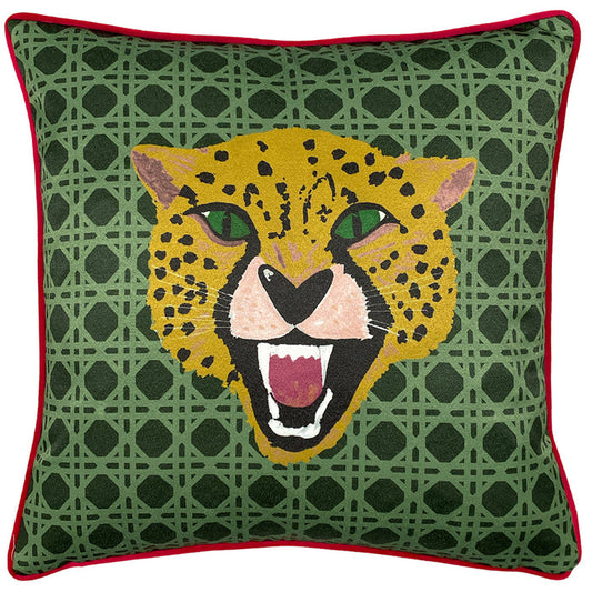 Fierce Cheetah Cushion Green