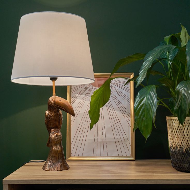 Tiki Perched Toucan Bronze Table Lamp