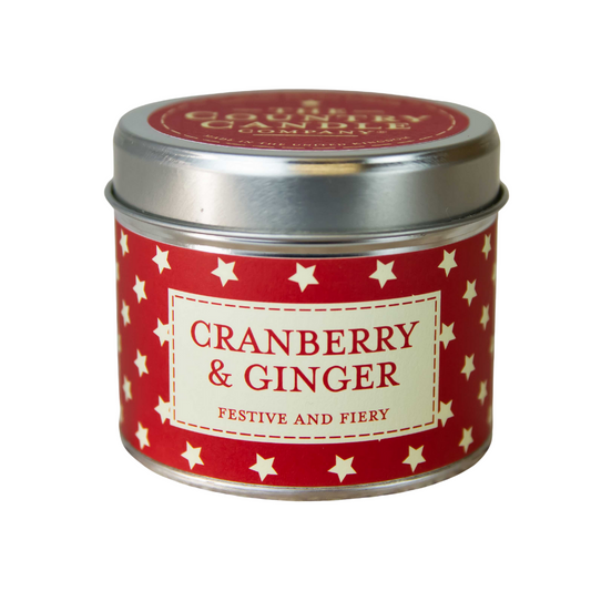 Beautifully Fragranced Candle in Tin, Cranberry & Ginger