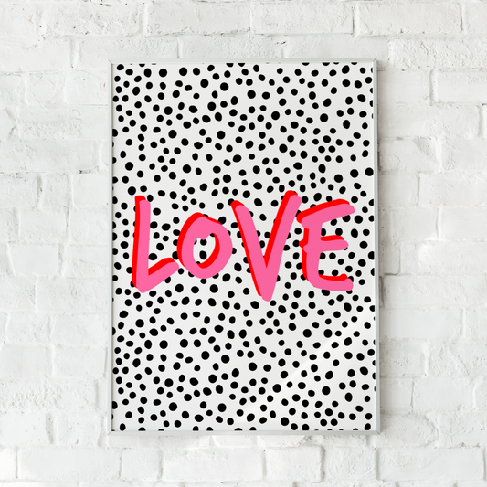 Polka Dot Love Art Print, Pink
