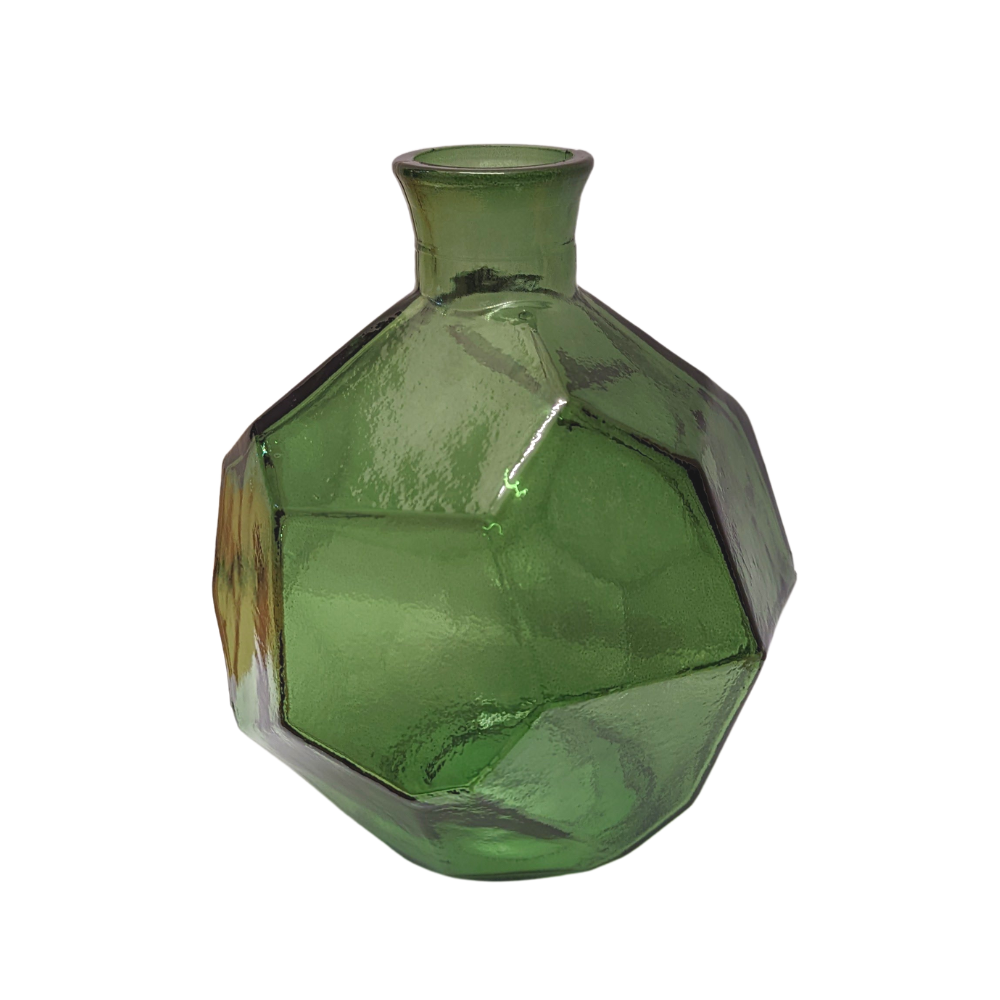 Green Recycled Glass Vase, 18cm