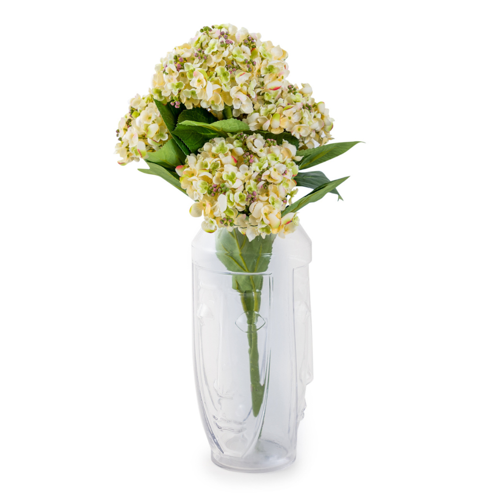 Tall Clear Glass Deco Face Vase