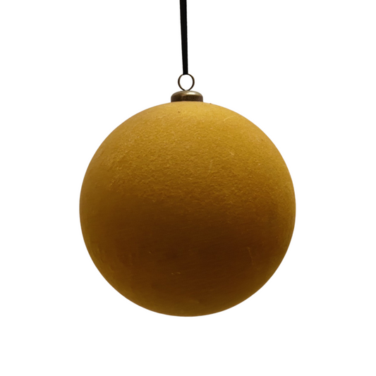 Large Mustard Flocked Shatterproof Bauble