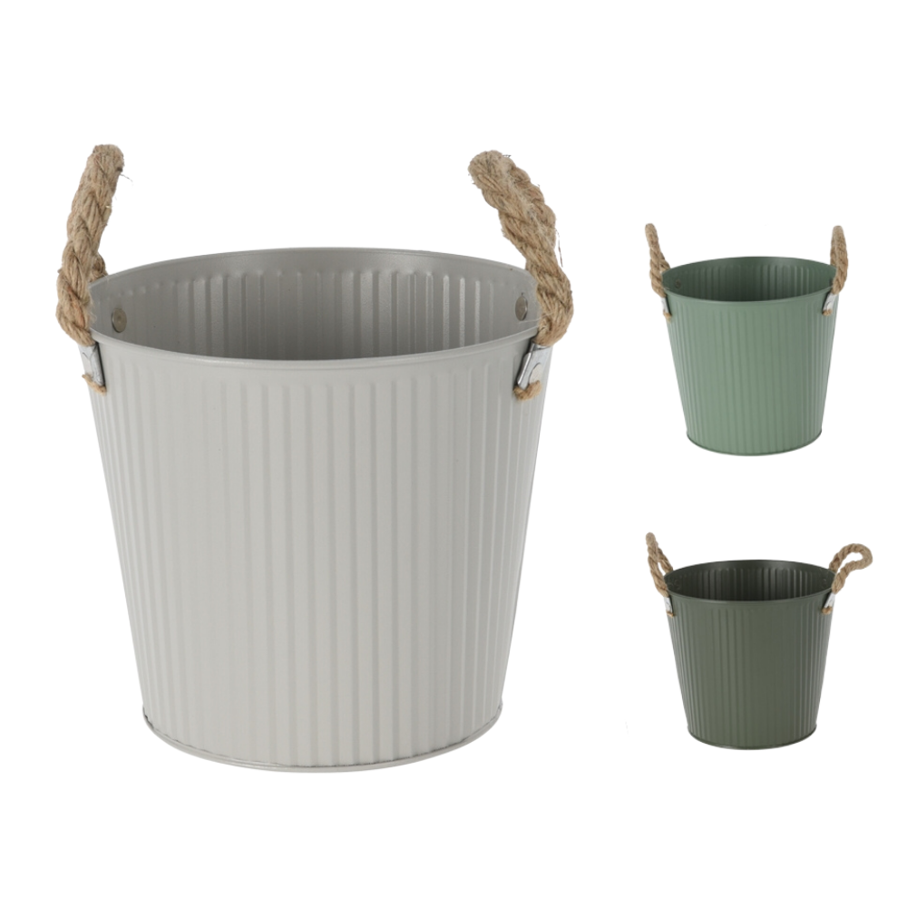 Metal Planter with Rope Handles