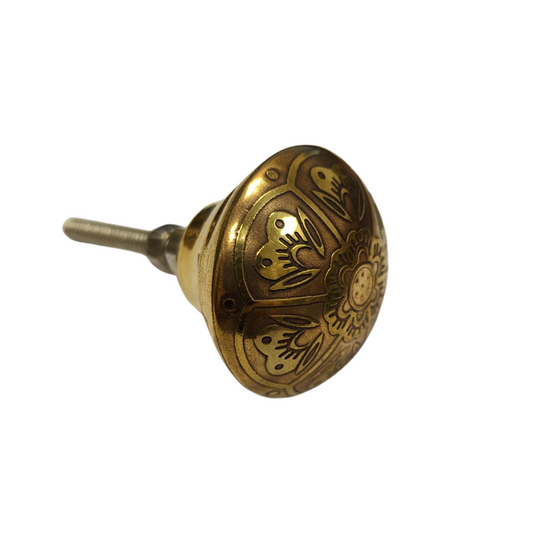 Brass Etched Dome Drawer Knob