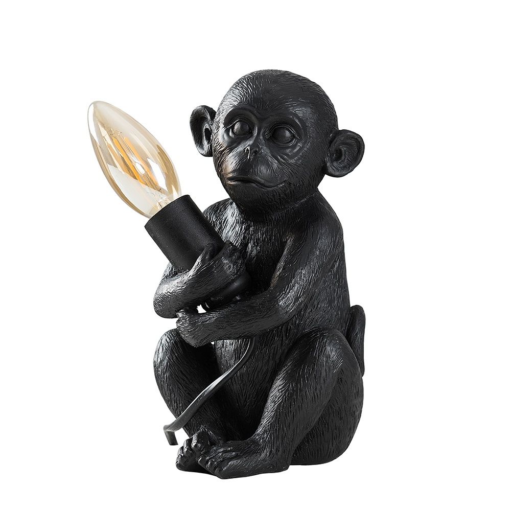 Micah Monkey Matte Black Table Lamp