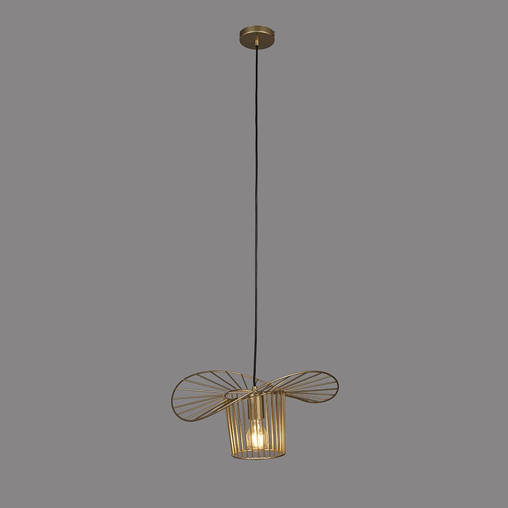 Gold Metal Wire 'Hat' Pendant Light