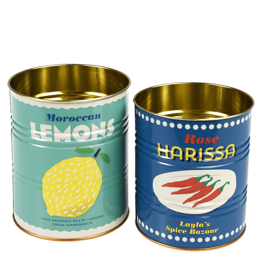 Lemons & Harissa Retro Storage Tins, Set of 2