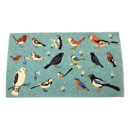 Birds Blue Coir Doormat