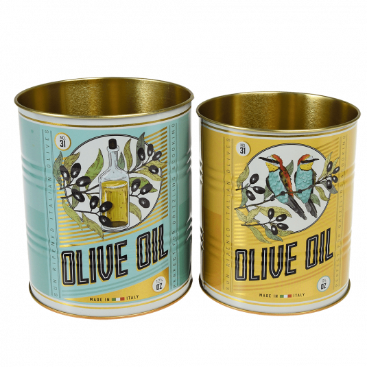 Olive Oil Retro Storage Tins, Set of 2