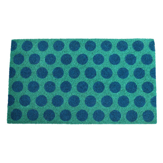 Blue On Turquoise Spotty Coir Doormat