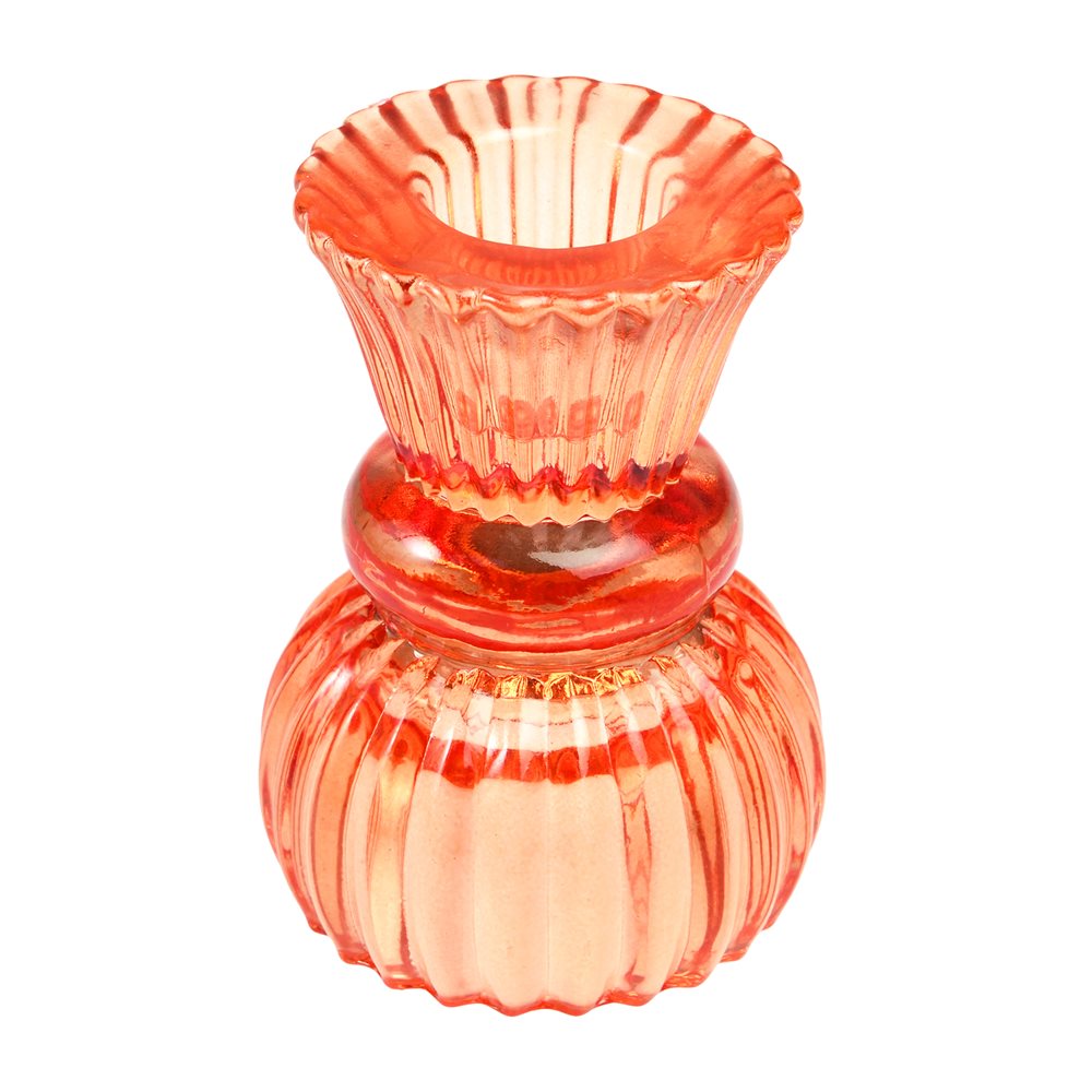 Ribbed Glass Tealight & Candle Holder | Various Colours Available