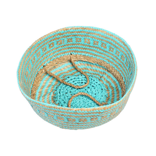 Turquoise Seagrass Basket | 31cm