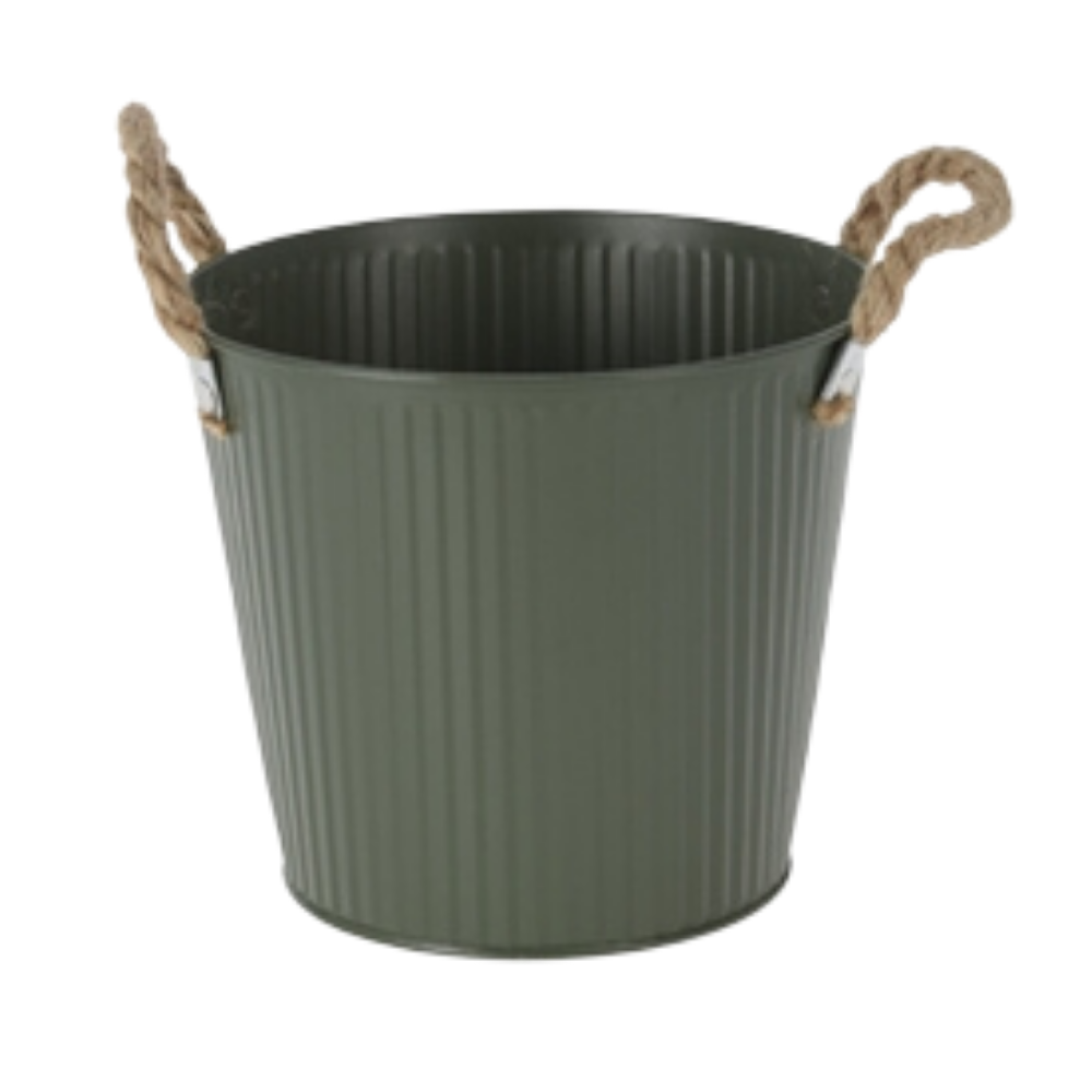 Metal Planter with Rope Handles