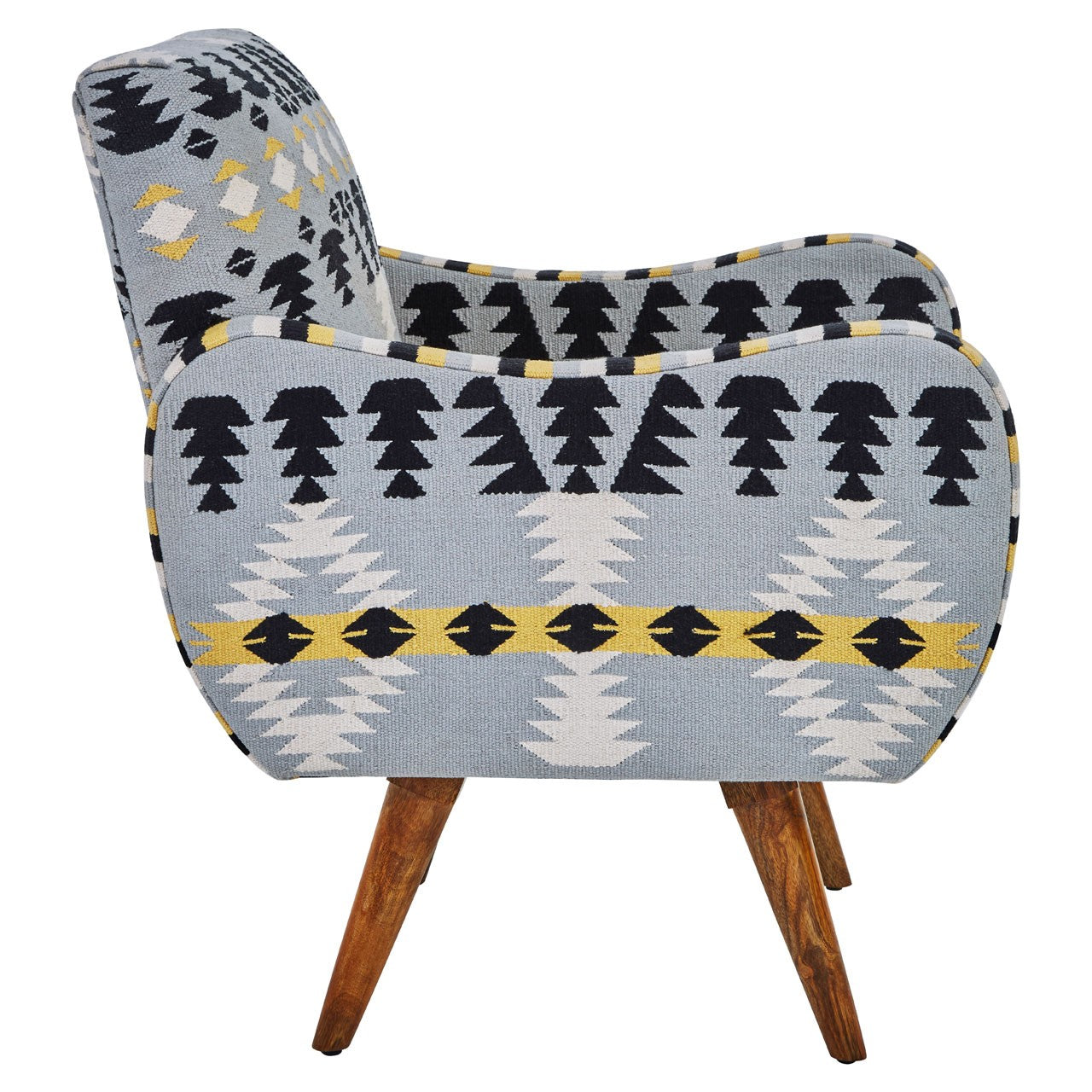Boho Inspired Navajo Meets Scandi Style Arm Chair featuring Geometric Patterns