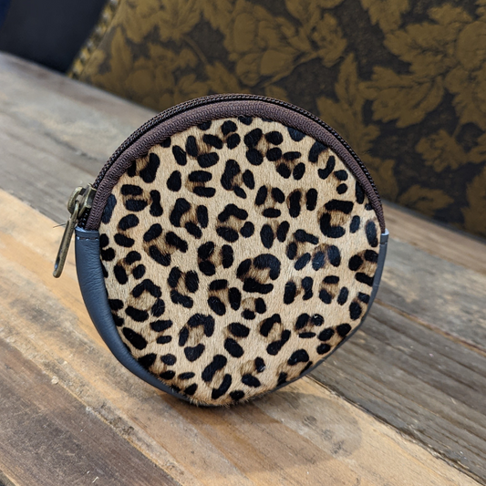 Leather & Fur Round Zipped Coin Purse | Various Styles Available