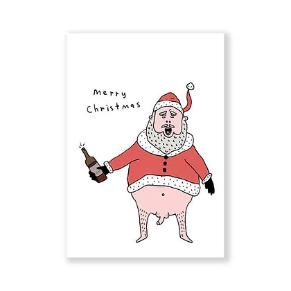 Drunk Naked Santa Christmas Card