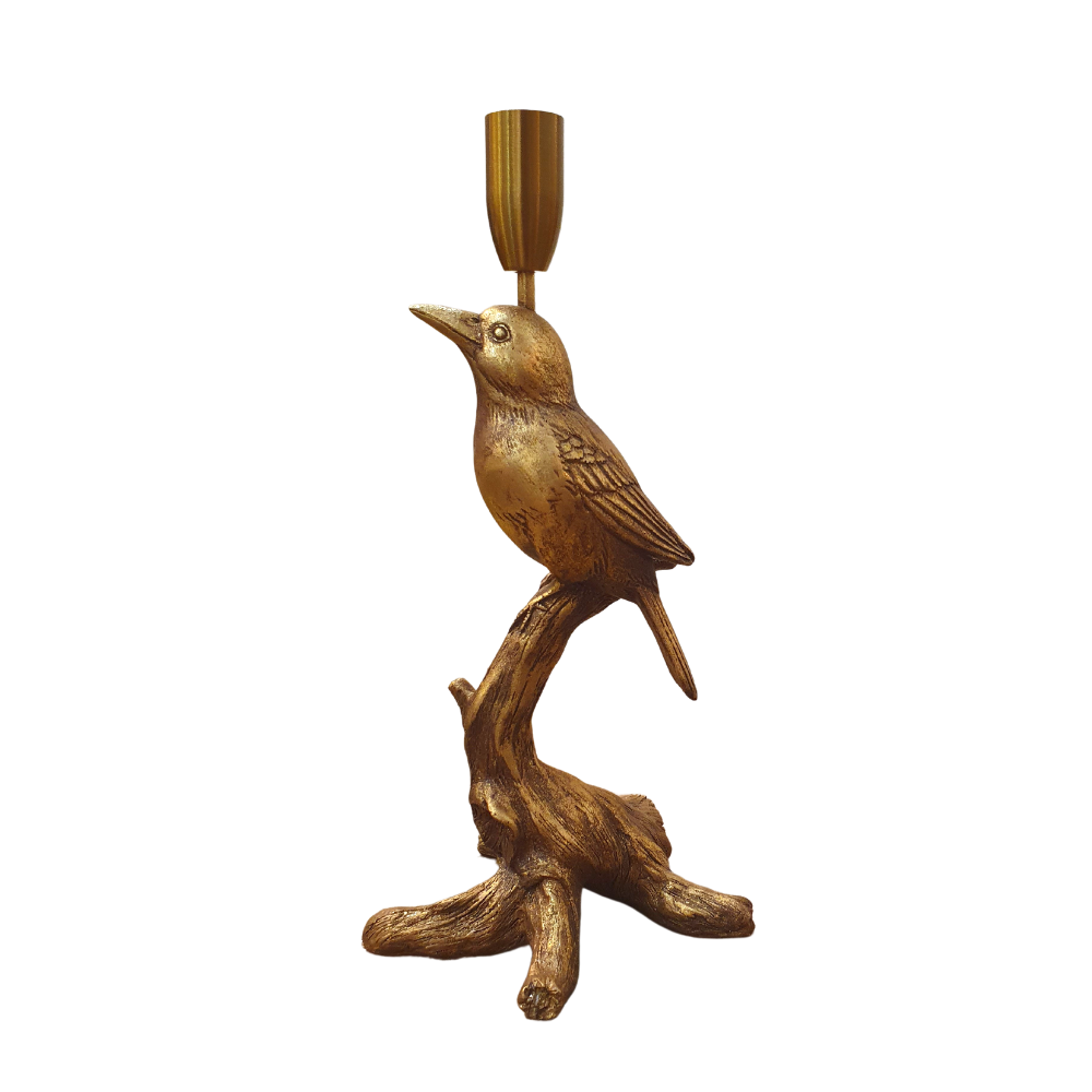 Gold Bird perched on a branch candle stock holder