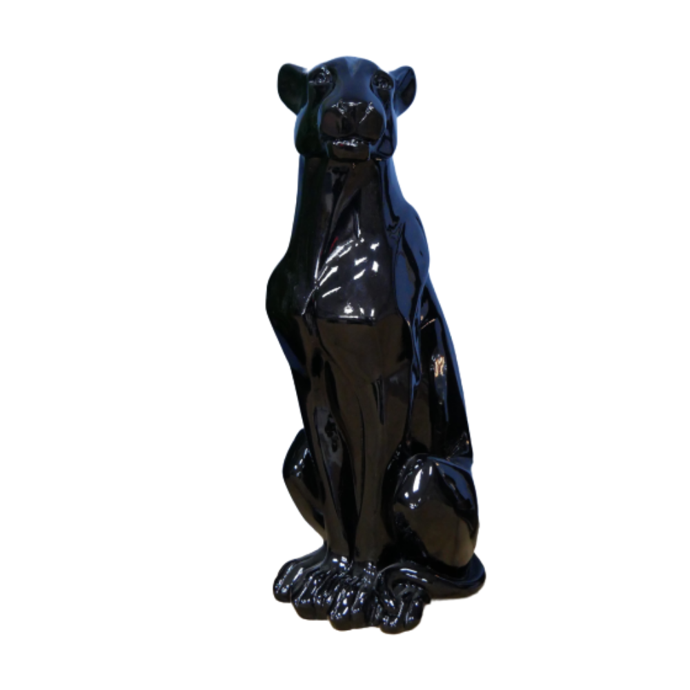 Black Leopard Ornament showing a leopard sitting tall and majestically