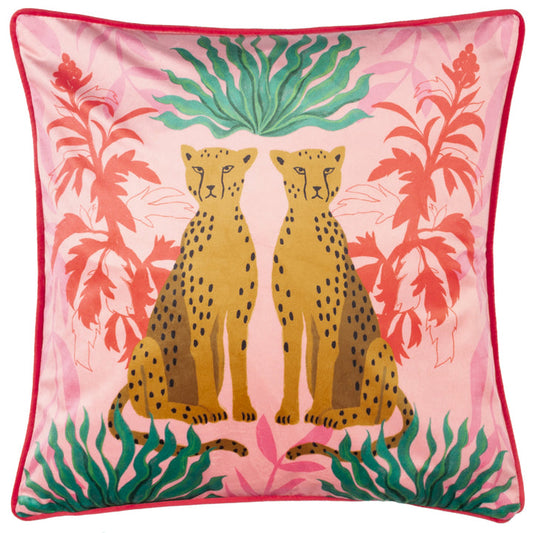 Two Leopards Pink Cushion