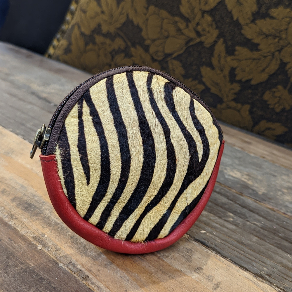 Leather & Fur Round Zipped Coin Purse | Various Styles Available