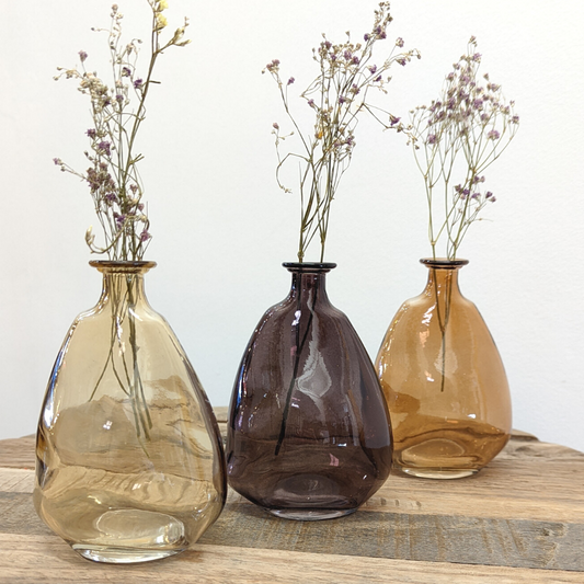 Organic Glass Bottle Vase, Sepia